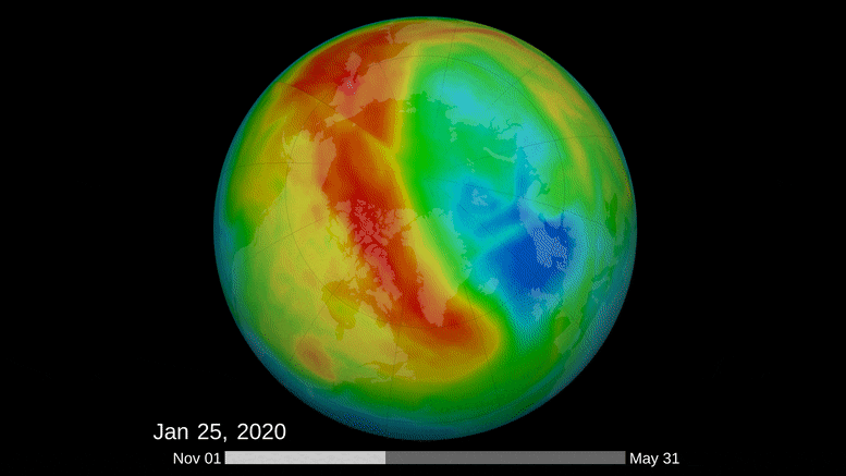 État de la couche d'ozone dans l'Arctique en 2020