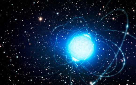 Une conception d'artiste d'une étoile à neutrons massive. Crédit image : L. Calçada / ESO.