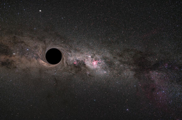 Une impression d'artiste d'un trou noir. Crédit image : Sci-News.com / Zdeněk Bardon / ESO.