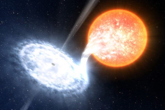 Impression d'artiste d'un trou noir et d'une étoile normale. Crédit image : L. Calcada / ESO.