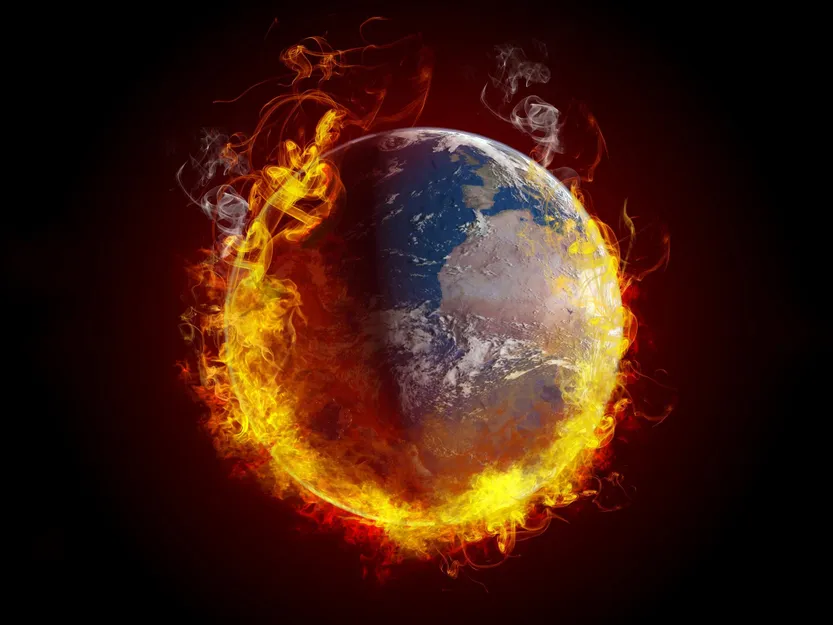 Concept de réchauffement global Earth Fire
