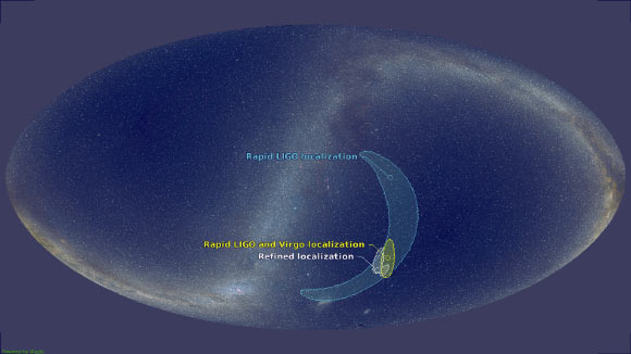 Emplacement probable de GW170814. Crédit image : Collaboration Virgo.