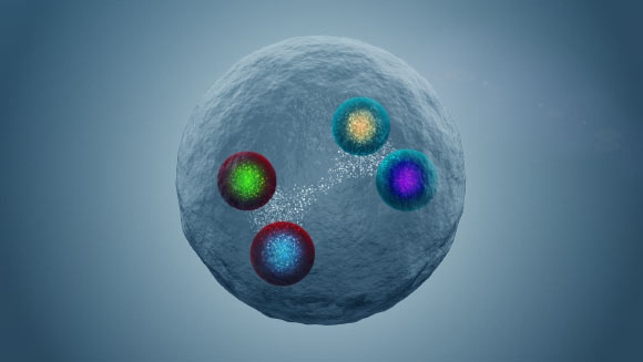 X(6900), une particule tétraquark composée de deux quarks de charme et de deux antiquarks de charme. Crédit image : CERN.