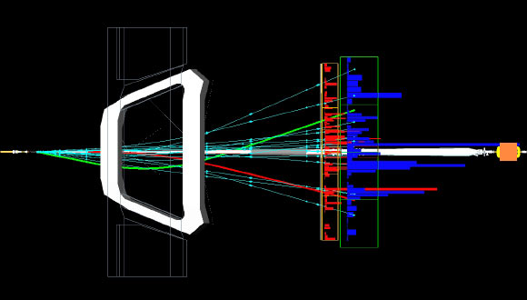 Les scientifiques du CERN ont étudié la désintégration des mésons B0 et B0s en mésons K et π. La désintégration en un méson K négatif (piste rouge) et un méson π positif (piste verte) est montrée ici (expérience LHCb).
