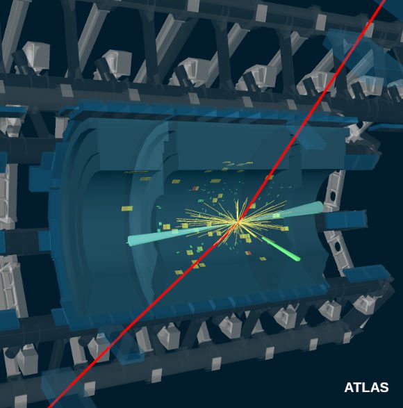 Événement de collision enregistré par ATLAS. Crédit image : CERN.
