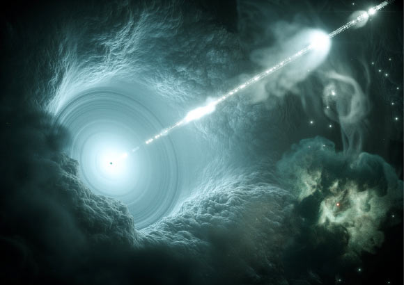 Les blazars pourraient nous envoyer des neutrinos super-énergétiques. Crédit image : DESY / Science Communication Lab.