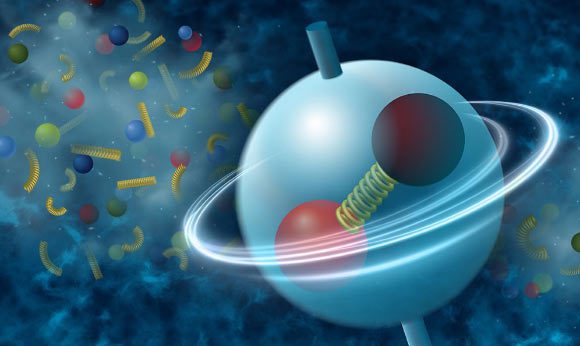 Le méson phi est constitué d'un quark étrange et d'un antiquark étrange maintenus ensemble par l'échange de gluons. Crédit image : Laboratoire national de Brookhaven.
