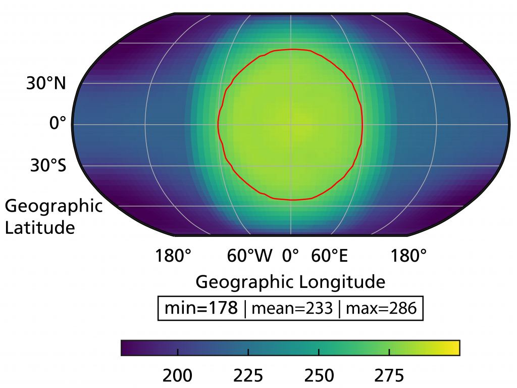 Cette figure montre la température projetée sur le côté jour de Wolf 1069 b en Kelvin s'il a une atmosphère semblable à la Terre. Crédit d'image : Kossakowski et al. 2023.