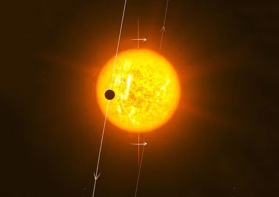 Voici une illustration d'artiste de l'exoplanète WASP-79 b, un autre Jupiter chaud en orbite polaire autour de son étoile. Crédit image : ESO/B. Addison