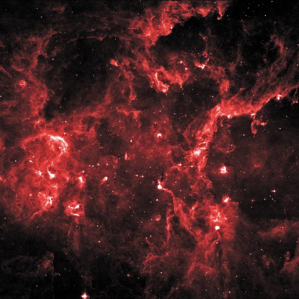 Il s'agit d'une image infrarouge de la région de formation d'étoiles Cygnus X. Les régions brillantes contiennent de nouvelles étoiles qui sculptent des bulles hors du nuage avec leurs sorties et leur rayonnement UV. Crédit d'image : NASA/IPAC/MSX
