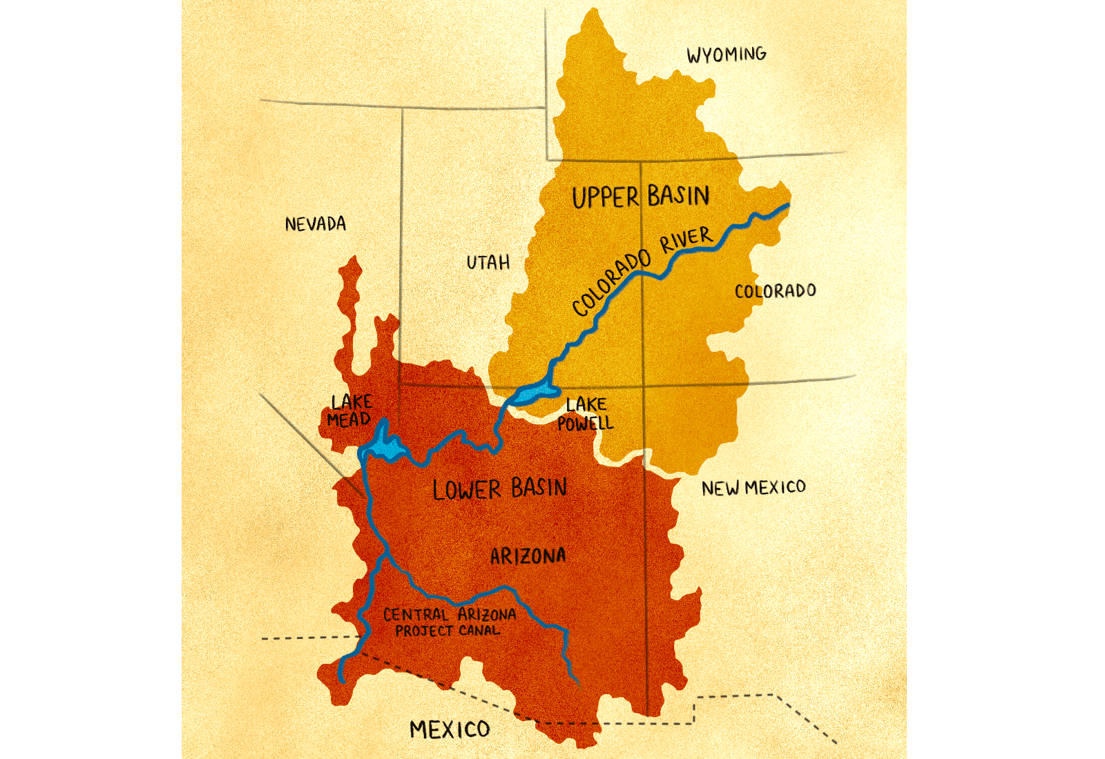 Une carte du fleuve Colorado
