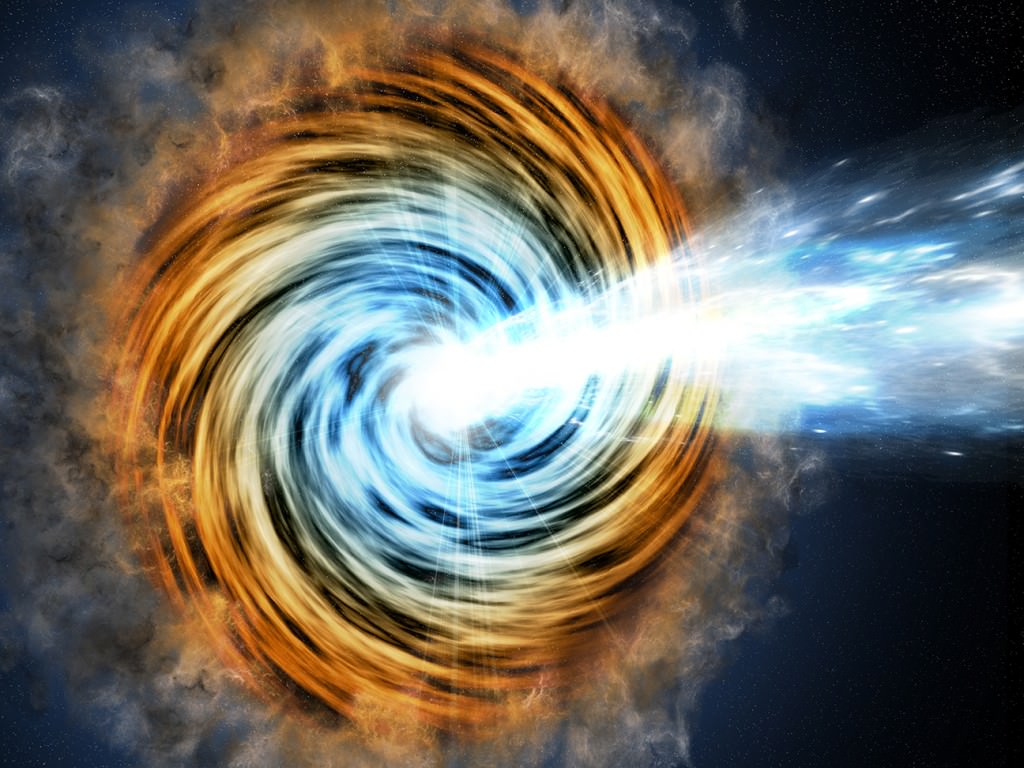 Les galaxies alimentées par des trous noirs appelées blazars sont les sources les plus couramment détectées par le télescope spatial à rayons gamma Fermi de la NASA. Ce sont des sources de neutrinos et de rayons cosmiques. Crédits : M. Weiss/CfA
