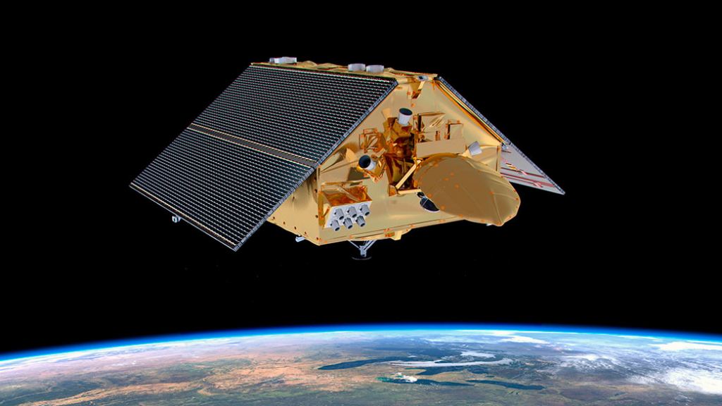 Une illustration du satellite Sentinel-6 Michael Freilich. Lancé en novembre 2020, il s'agit du dernier d'une série d'engins spatiaux - commençant par TOPEX/Poséidon en 1992 et se poursuivant avec la série de satellites Jason - qui collectent des mesures de la hauteur des océans depuis près de 30 ans. Crédits : NASA/JPL-Caltech