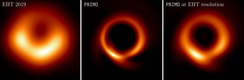 La nouvelle reconstruction PRIMO du trou noir dans M87. Ceci est basé sur une image récemment "nettoyée" du télescope Event Horizon. (Crédit : Lia Medeiros et al. / ApJL, 2023)