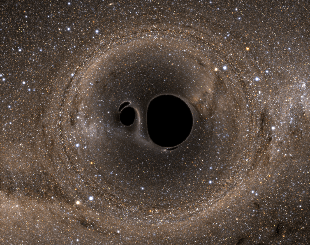 Un système binaire de trous noirs, vu de dessus. Les fusions de trous noirs ont préparé le terrain pour le travail de Garofalo. Crédit d'image : Bohn et al. (voir http://arxiv.org/abs/1410.7775)