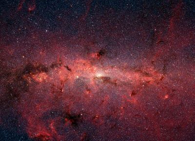 Le cœur de la Voie lactée vu en infrarouge. Voir à travers cela a été un véritable défi. Crédit : NASA/Spitzer
