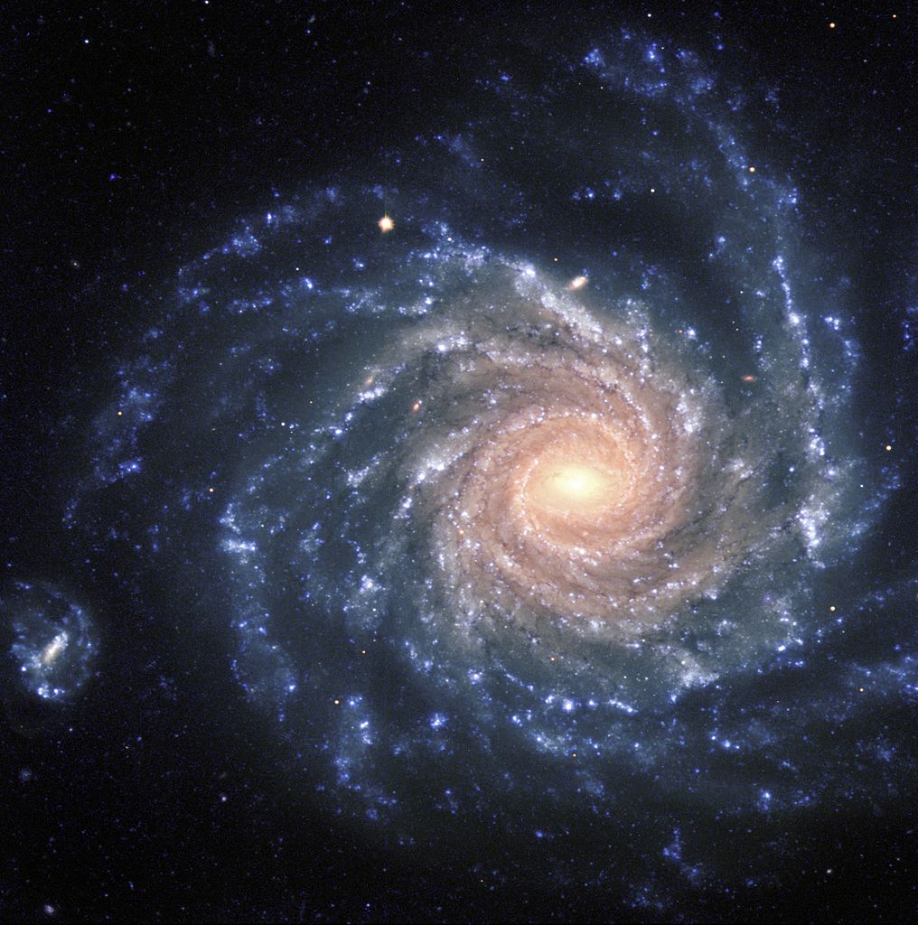 La grande galaxie spirale NGC 1232 montre des étoiles rougeâtres dans les régions centrales, tandis que les bras spiraux sont peuplés de jeunes étoiles bleues et de nombreuses régions de formation d'étoiles. Les bras spiraux de notre galaxie sont riches en régions de formation d'étoiles comme celles-ci. Image : ESO